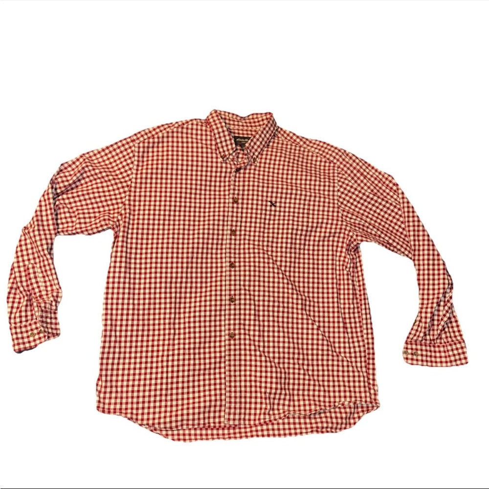 Eddie Bauer Men's Red Plaid Button Down Shirt sz XXL